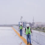 TsaF horizontal lifeline system installed on an industrial metal roof