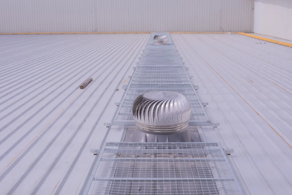 TsaF skylight protection system fitted over a roof light on an industrial roof
