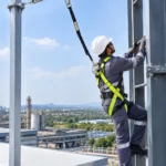 Worker climbing with a TsaF vertical lifeline